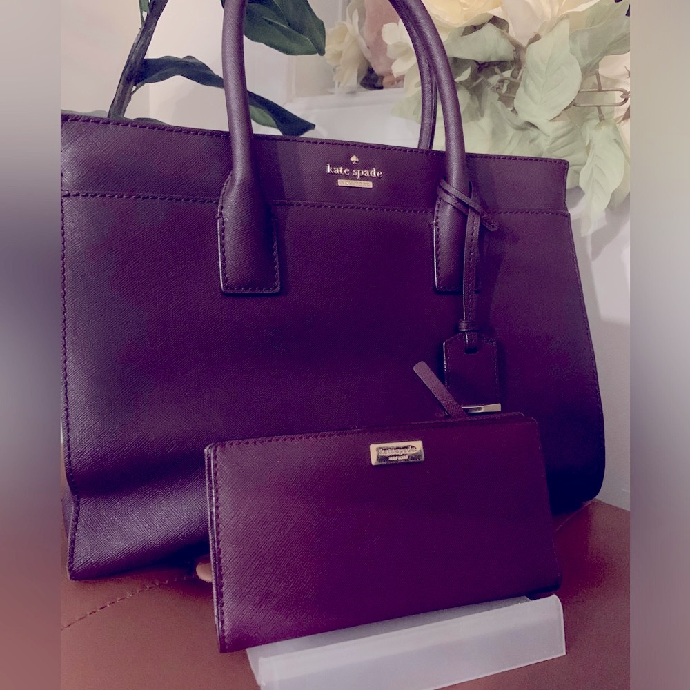 Kate Spade Cameron St Candace Satchel & Saffiano Leather Wallet In Blackberry